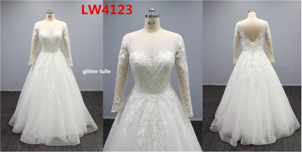 LW4123 - Long Sleeve plus size a-line bridal gown