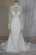 C2021-MHess - Sheer illusion long sleeve wedding gown