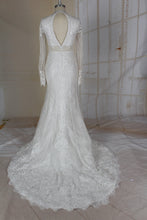 C2021-MHess - Sheer illusion long sleeve wedding gown