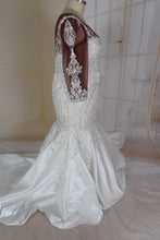 C2021-Nicole - Sheer dark net long sleeve plus size wedding gown