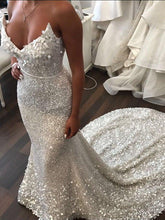 C2022-SS448 - White sequin beaded strapless wedding gown