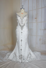 C2021-Perrline - Sleeveless swarovski crystal beaded wedding gown with detachable train