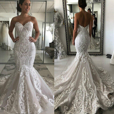 C2022-SWE676 Vestido de novia de encaje bordado sin tirantes 