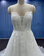 WT4190 - sweetheart a-line beaded lace wedding gown with spaghetti straps