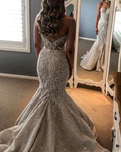 C2019-bd559 strapless fit-and-flare beaded wedding gown with detachable train
