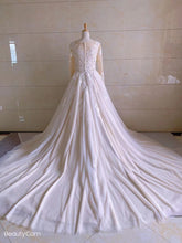 Illusion neck line plus size wedding gowns with sleeves