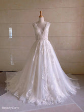 Sleeveless plus size v-neck wedding gown