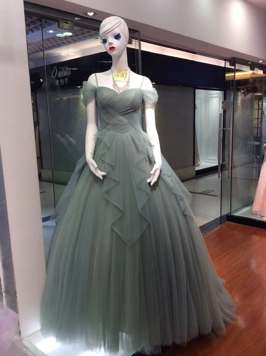 Style DOL22 - Off the shoulder chiffon formal ball gowns